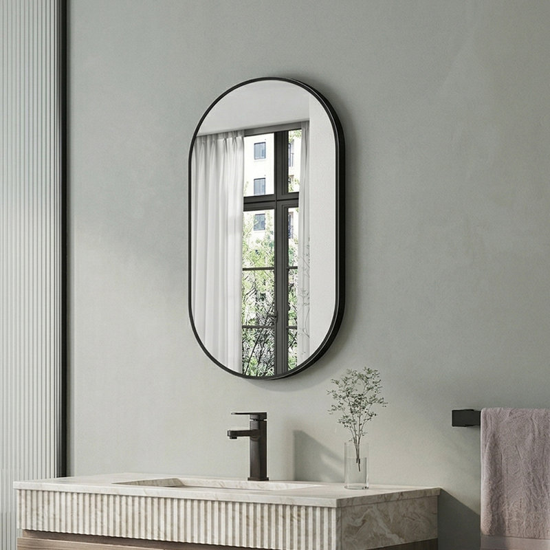 Miroir de salle de bain mural 36 po x 24 po, Noir, 36 po x 24 po