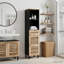 Solid Wood Freestanding Linen Cabinet