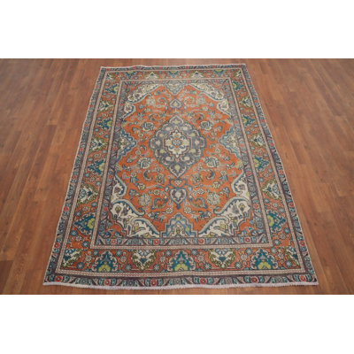 Traditional Orange Wool Traditional Rug 5x6