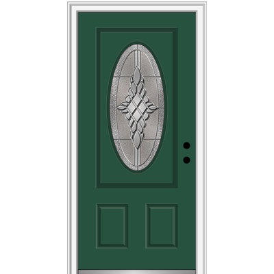 Petite porte d'entrée pré-suspendue ovale en fibre de verre 2 panneaux Grace Grace