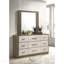 Commode 9 tiroirs en chêne gris / amande avec miroir, collection Edmondson - finition chêne gris et amande