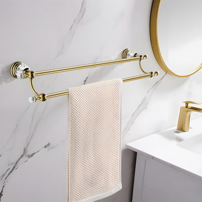Towel Bar, Adjustable Double Towel Holder, Silver Crystal Bathroom Towel Racks Wall Mounted