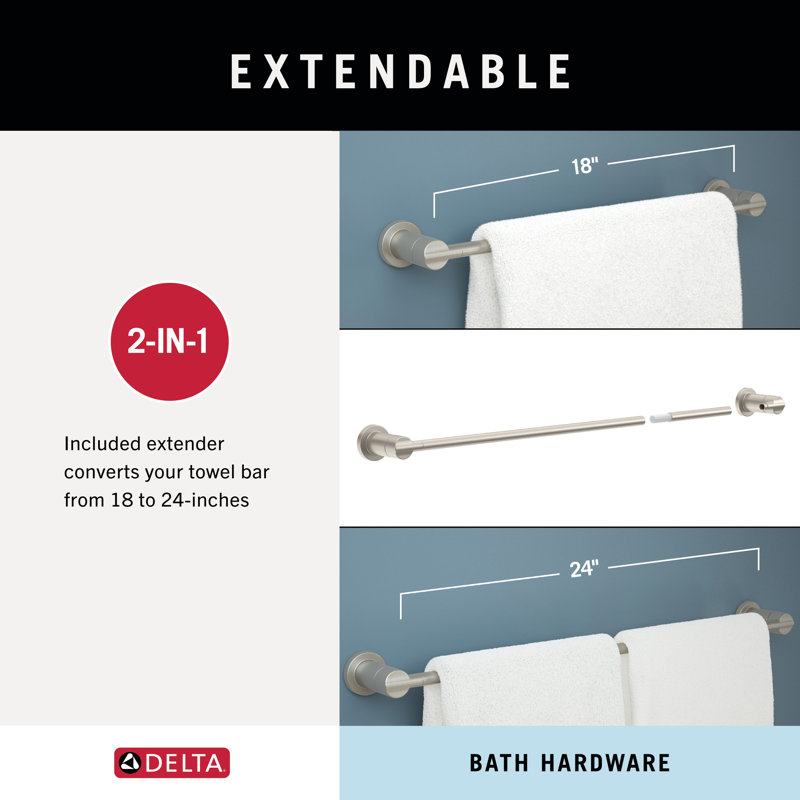 Delta Nicoli 18 Wall Mount Towel Bar with Extender Bath