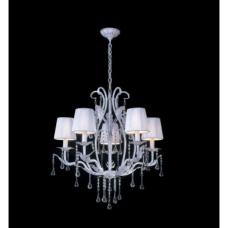5 - Light Candle Style Chandelier, White