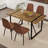 7-Piece Modern Rectangular Wood Dining Set with Geometric Metal Base and Upholstered Chairs-722098006-722098008