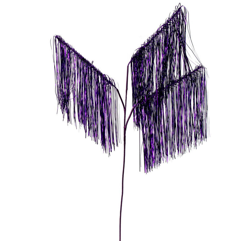 The Holiday Aisle® 36" Tinsel Icicle 3-Tip Spray 3/Pack, Purple
