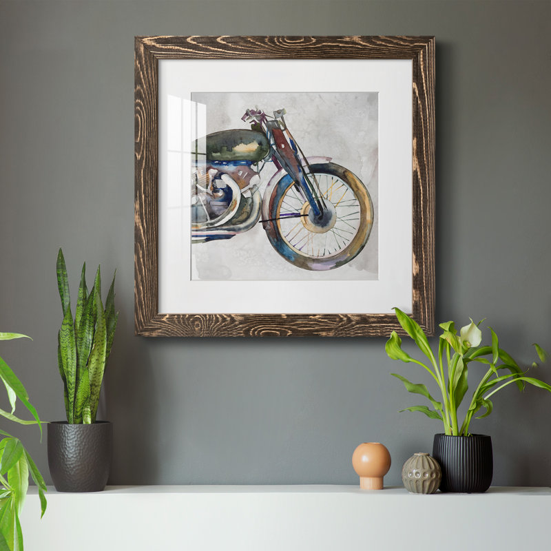 Moto Moto II - reproduction encadrée de qualité supérieure - prête à être accrochée, H 22,5 po x l 22,5 po x P 1,5 po, Blanc