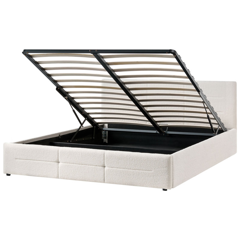 Upholstered Ottoman Storage Bed, White, Super King (6')