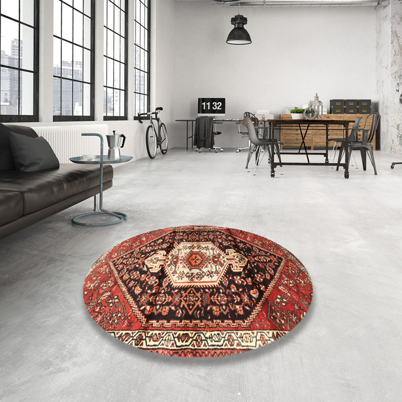 Tapis rouge à motif sud-ouest, Rond 8 pi