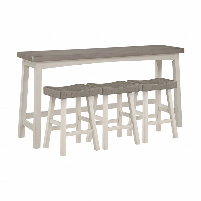 Ensemble de 4 tabourets de salle à manger à hauteur de comptoir, table et comptoir Transition, Gris, Blanc, Blanc