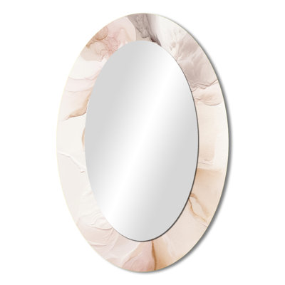 Brown Abstract Delicate Marble II - Brown Oval Wall Mirror Decor