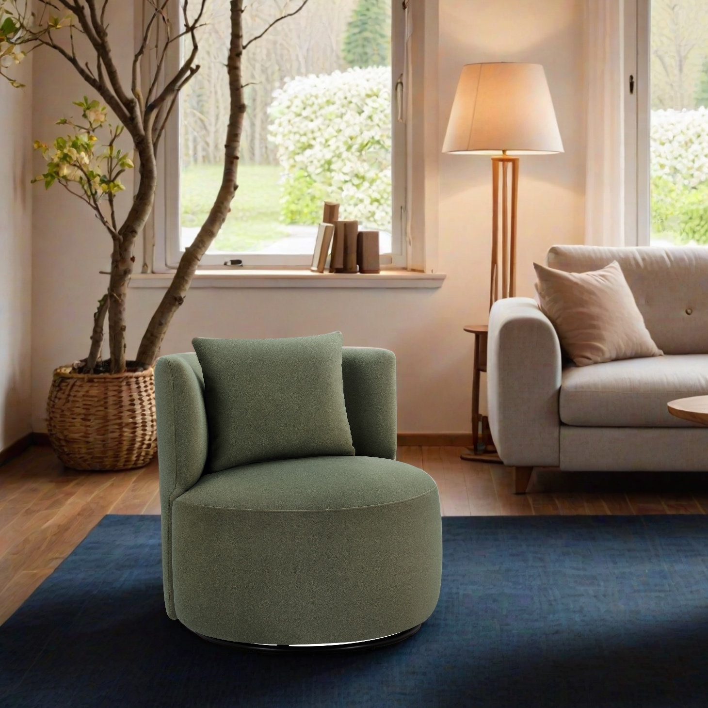 Belarus Swivel Accent Chair, Vesper Forest Velvet