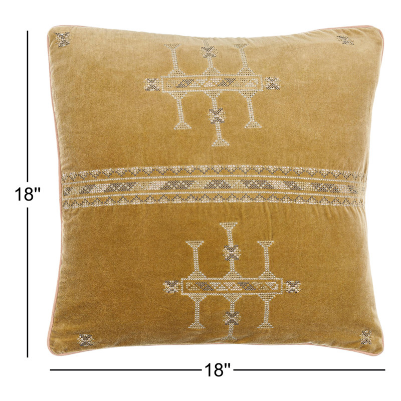 Coussin en coton Veola, Cuivre, Housse de coussin seulement - sans coussin, 18 po x 18 po