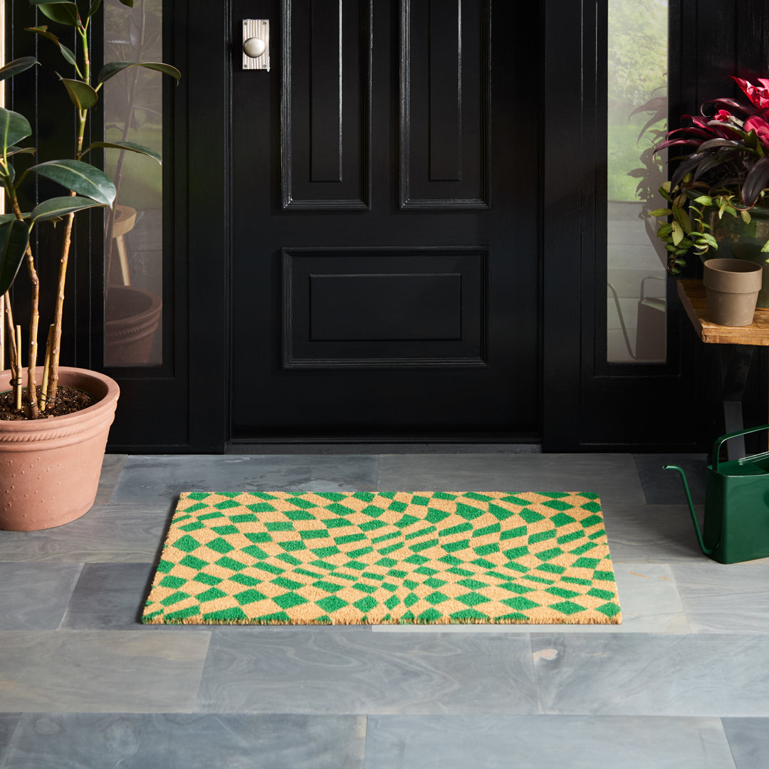 TOWN & COUNTRY LIVING Emmett Groovy Checkerboard Non-Slip Indoor Outdoor Door Mat Town & Country Living