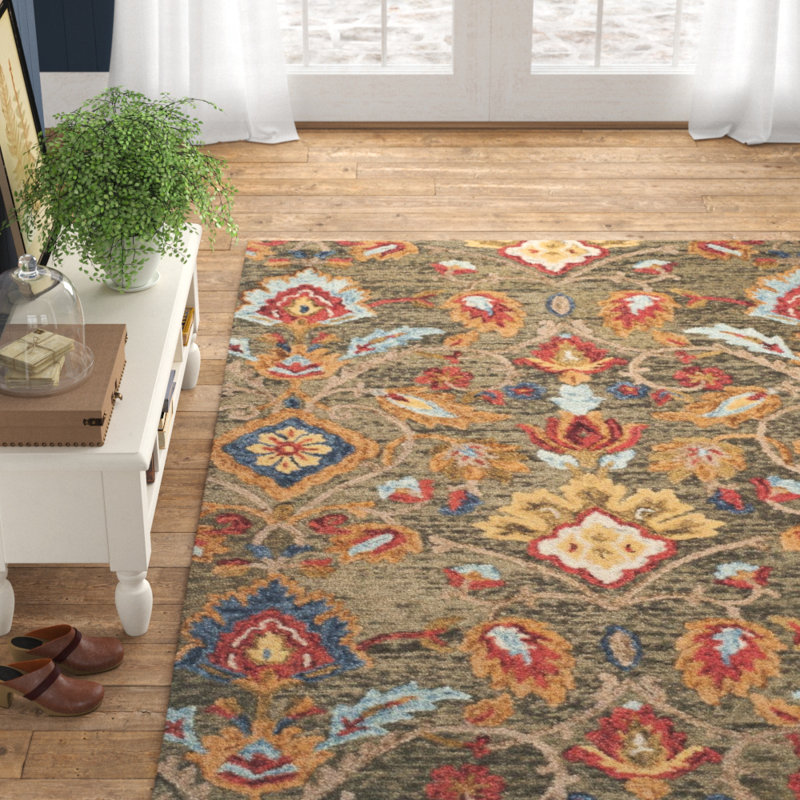 Tansy Wool Floral Indoor Rug, Rectangle 12' x 15'