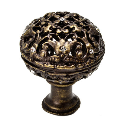 Juliane Grace large knob full round with 17 Swarovski Clear Crystalsin Oil Rub Bronze