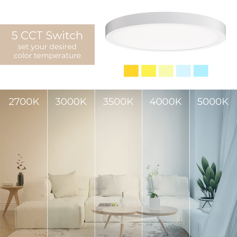 Builder Essential Round LED 11in Flush Mount 21W 2,050 Lumens with 5-CCT Selectability 2700-3000-3500-4000-5000K in Brushed Nickel