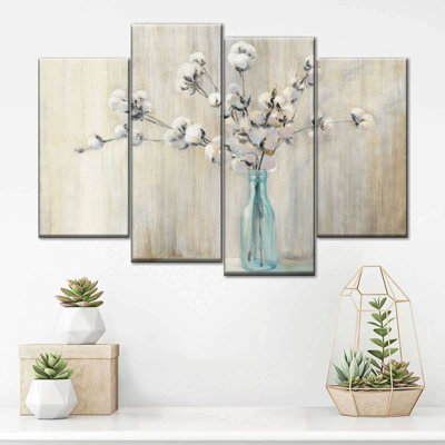 Ensemble de 4 pièces bouquet de coton sur toile