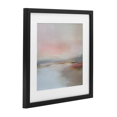 Muted Landscape Distant Horizon Framed Print Under Glass, design by Petal Prints Design