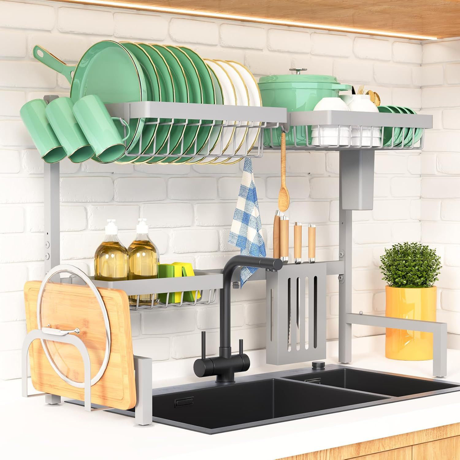 Silodo Dish rack above the sink, adjustable dish rack, large capacity ...