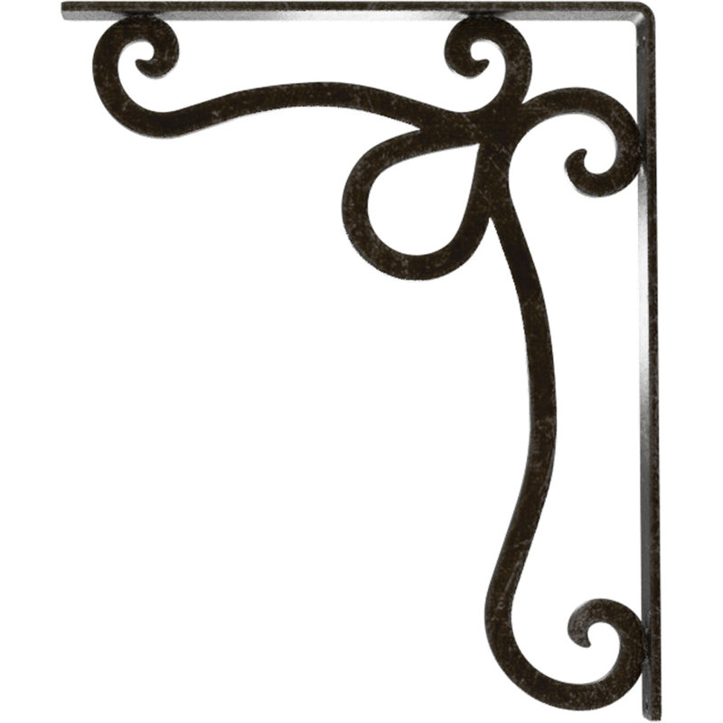 Support en fer forgé Orleans, Argenté antique chaleureux, H 15 po x l 1,5 po x p 12 po