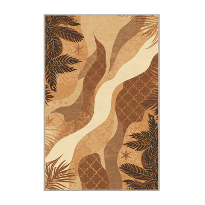 Tapis moelleux moelleux d'inspiration marocaine en brun et beige