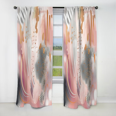 Sharon - Modern Shapes Abstract Blackout Curtain - 1 Panels