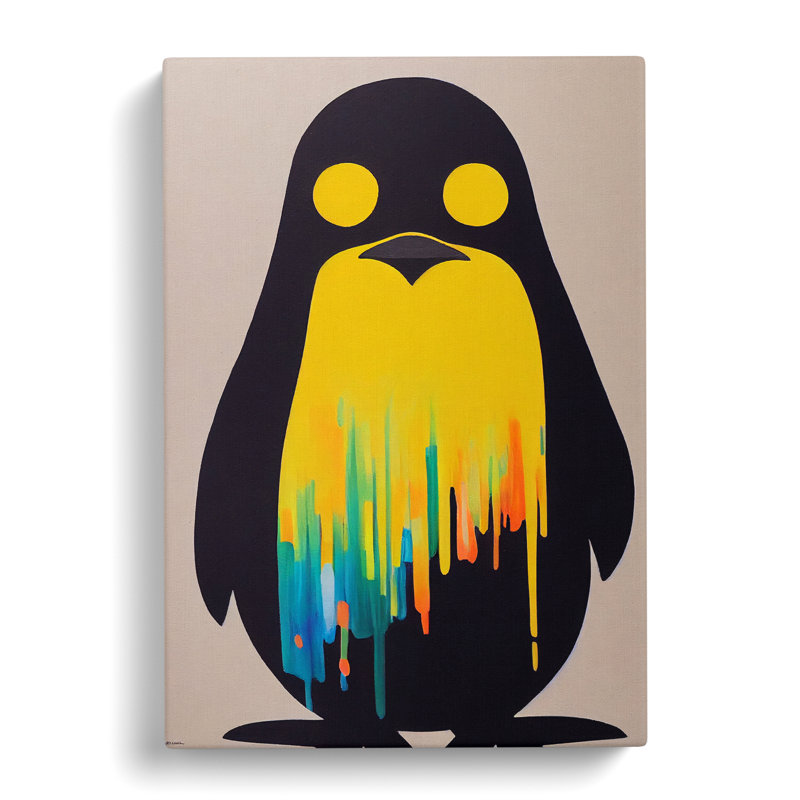 Dripping Penguin Abstract - Wrapped Canvas Print, 50cm H x 35cm W