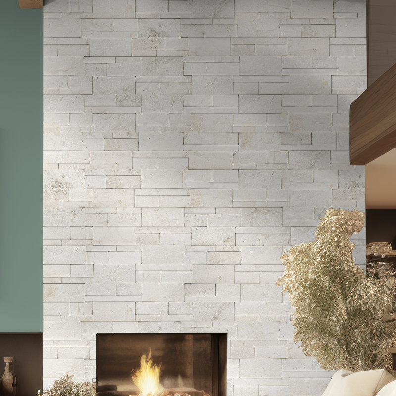 Stonecrest 9 in. x 24 in. Split Face Natural Stone Ledger Panel Wall Tile, Auric White