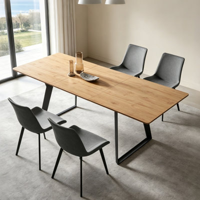 Jilliann Modern Kitchen Dining Set, Extendable Dining Table with Upholstered Dining Chairs(1 Table 4 Chairs)