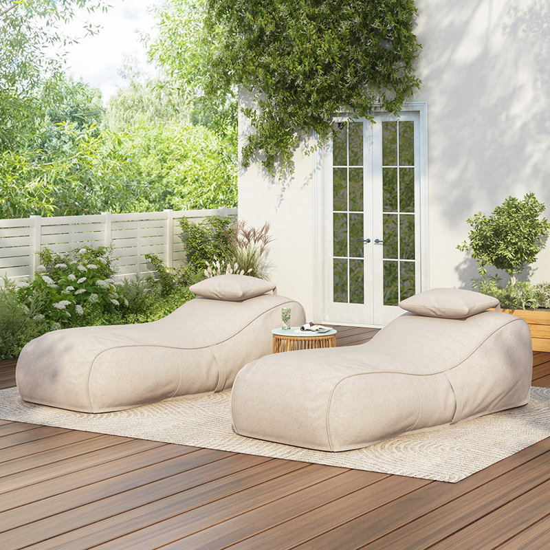 Fauteuil à billes d'extérieur, ensemble de 2, Tissu beige