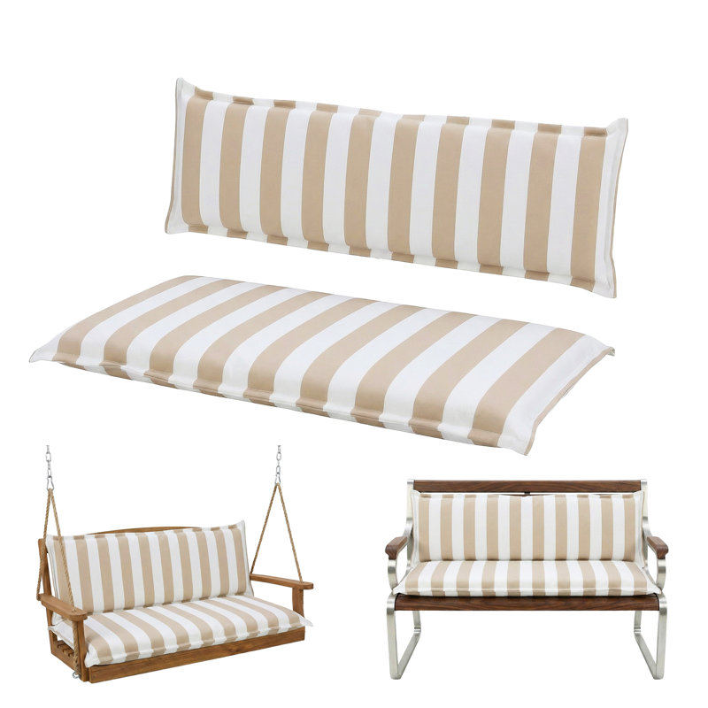  Ensemble de coussins d'extérieur avec dossier pour balancelle et banc, L 42,5 po x P 17,7 po, Beige