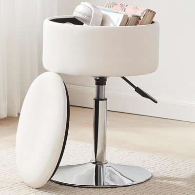 Tabouret de tabouret ajustable Tabouret de coiffeuse blanc Chaise de coiffeuse pour tabouret de maquillage Chaise pour tabouret de coiffeuse avec rangement Tabourets de maquillage avec rangement