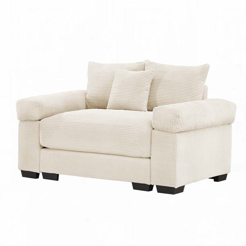 Fauteuil club 54,3 po, Velours côtelé beige