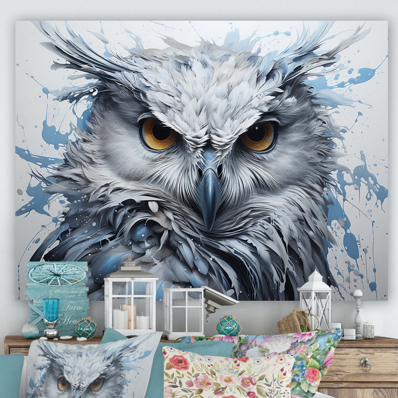 Hiboux aux yeux de la sagesse - hibou, art mural encadré, 34" H x 44" W, Toile tendue