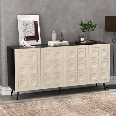 Iysa Black Cabinet with Stylish Beige Door