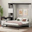 Lit escamotable avec bureau, tablettes et armoires de rangement