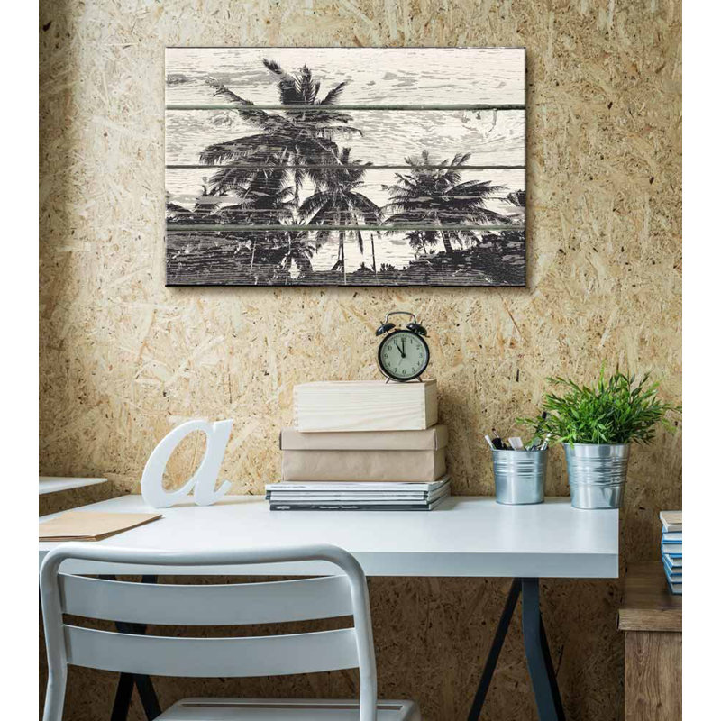 Impression sur bois de palmier tropical, H 12 po x l 18 po