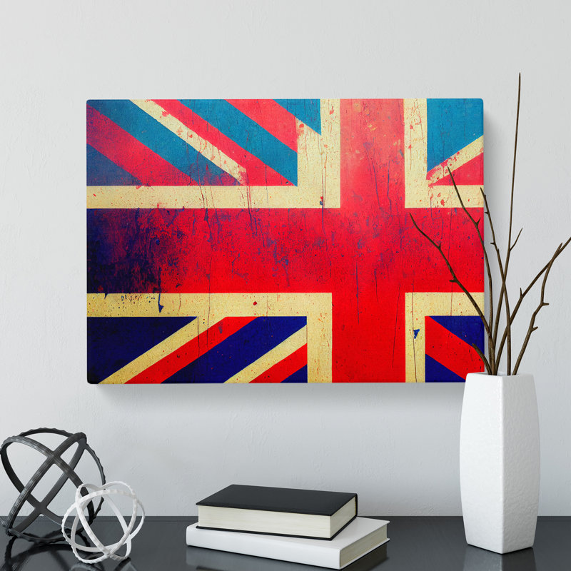 Painted Union Jack Flag Vol.2 Abstract - Wrapped Canvas Print, 35cm H x 50cm W x 3cm D