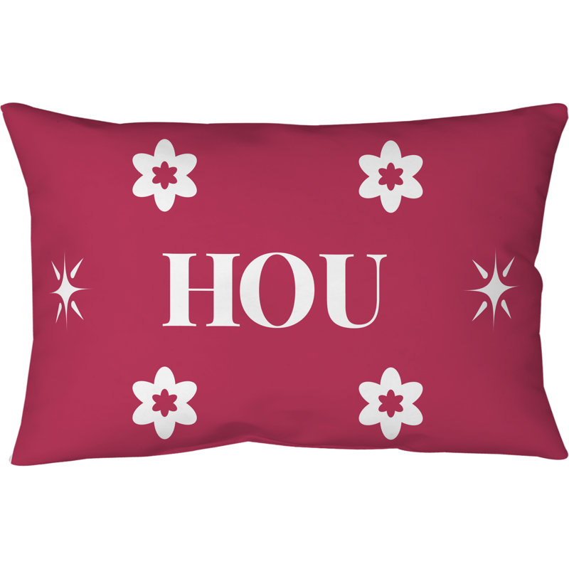 Oreiller Houston Basketball en faux lin 20 po x 14 po, Rose / blanc 