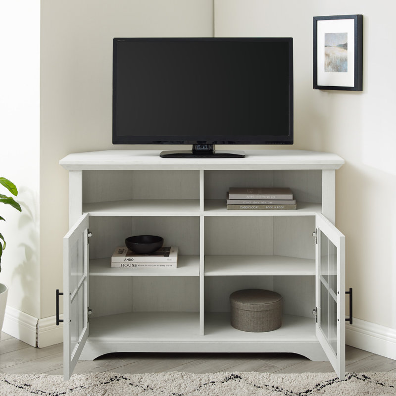 Meuble télé de coin pour téléviseur de 50 po ou moins Halley, Blanc brossé