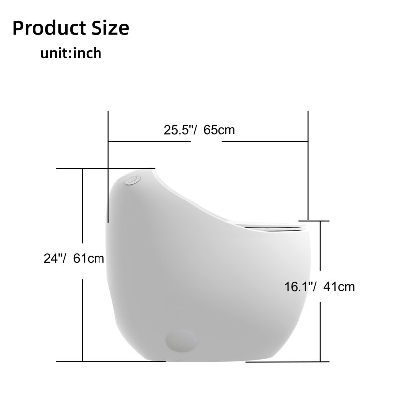 1.28 GPF Single Flush Egg Shaped Toilet, Seamless Porcelain Integrated Design Toilet Suitable For Modern Bathrooms, (Bright White)