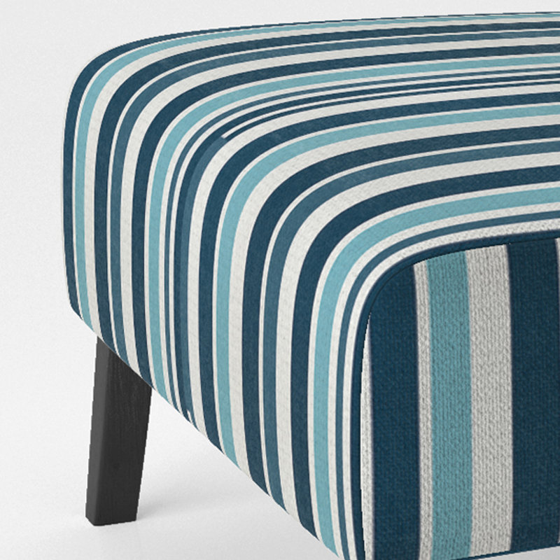 Motif côtier à rayures bleues nautiques - Fauteuil de chambre rembourré moderne, fauteuil d'appoint à motif rayé