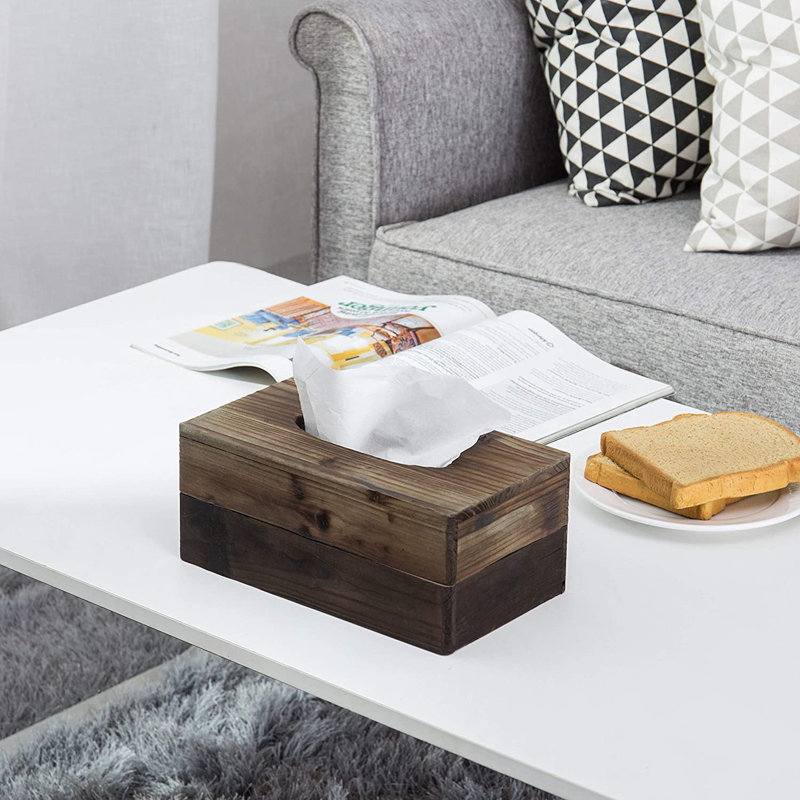 Couvercle de boîte à mouchoirs rectangulaire en bois