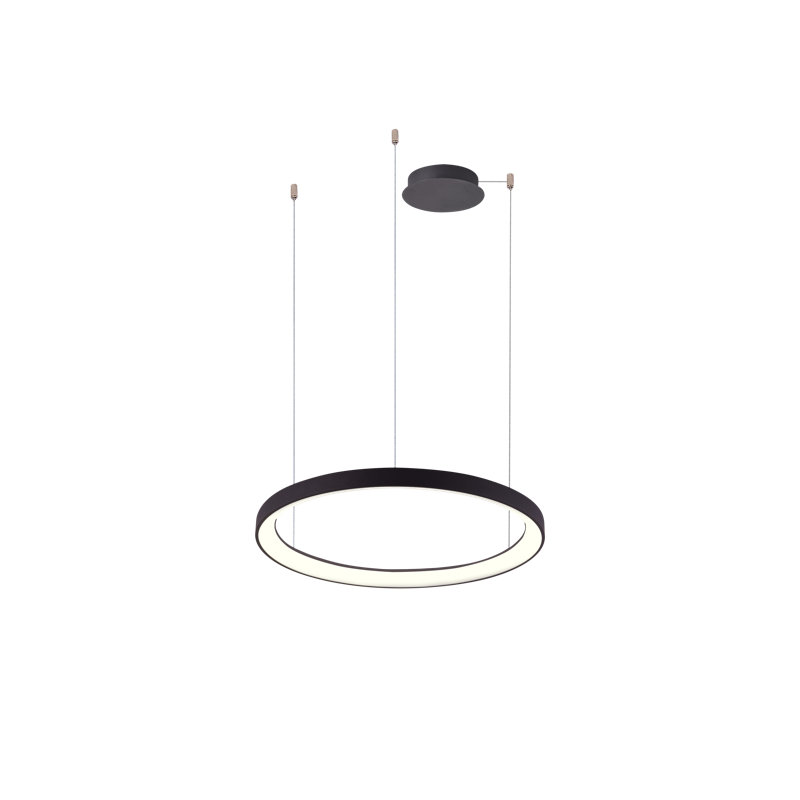 1 - Light LED Wagon Wheel Pendant, 3.5cm H x 48cm W x 48cm D, Black