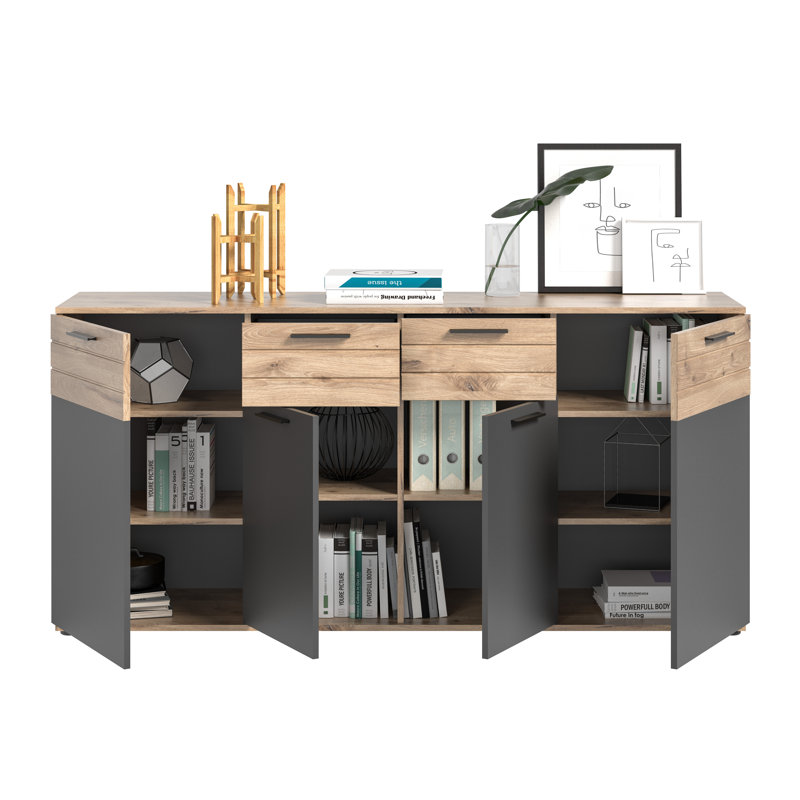 Heidetraud Engineered Wood 4 - Door Rectangle Accent Cabinet