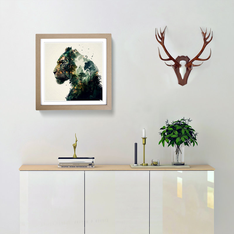 Jungle Double Exposure - Framed Print, Oak