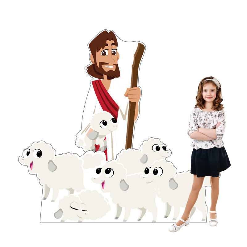 Lifesize Good Shepherd and Sheep Cardboard Standee Set