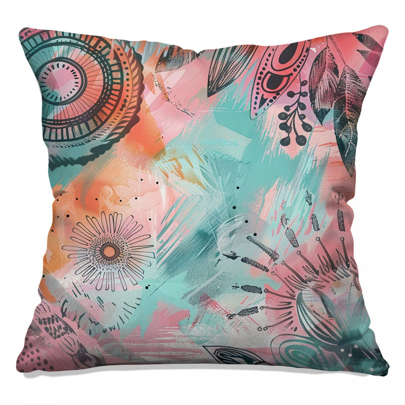 Coussin décoratif abstrait, coussins double face Art, 14 X 14 pouces