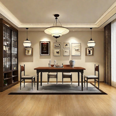 Retro rectangular utility dining table set